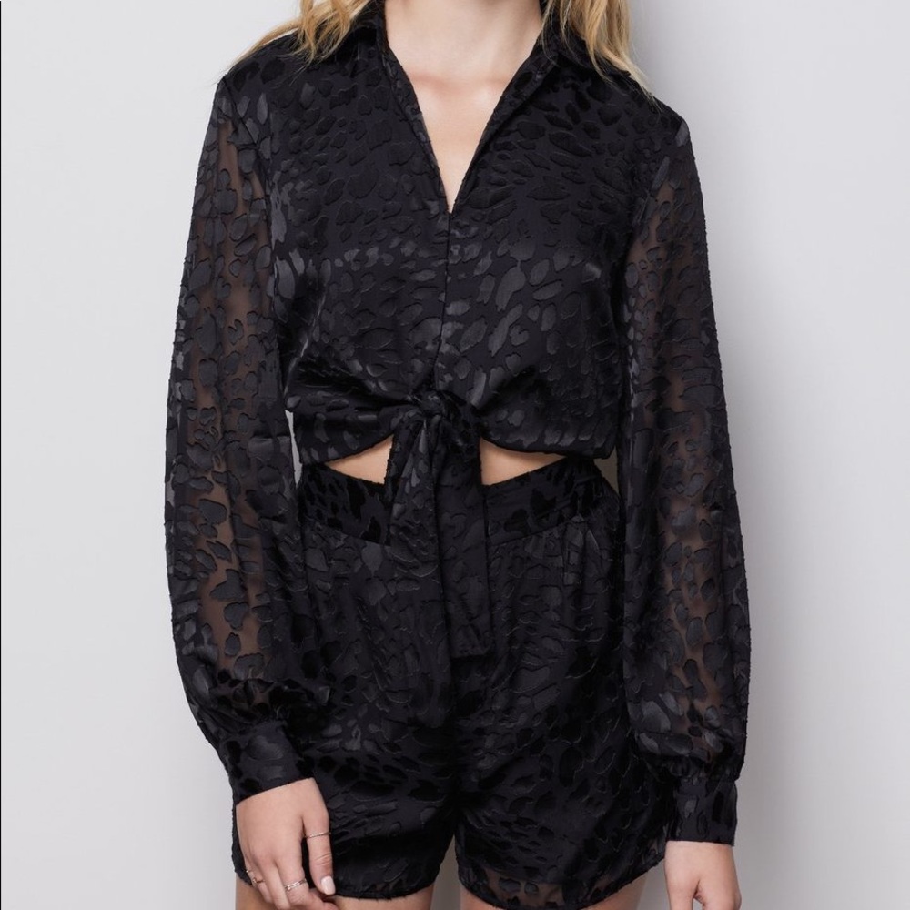 Good American Midnight Leopard Burnout Top